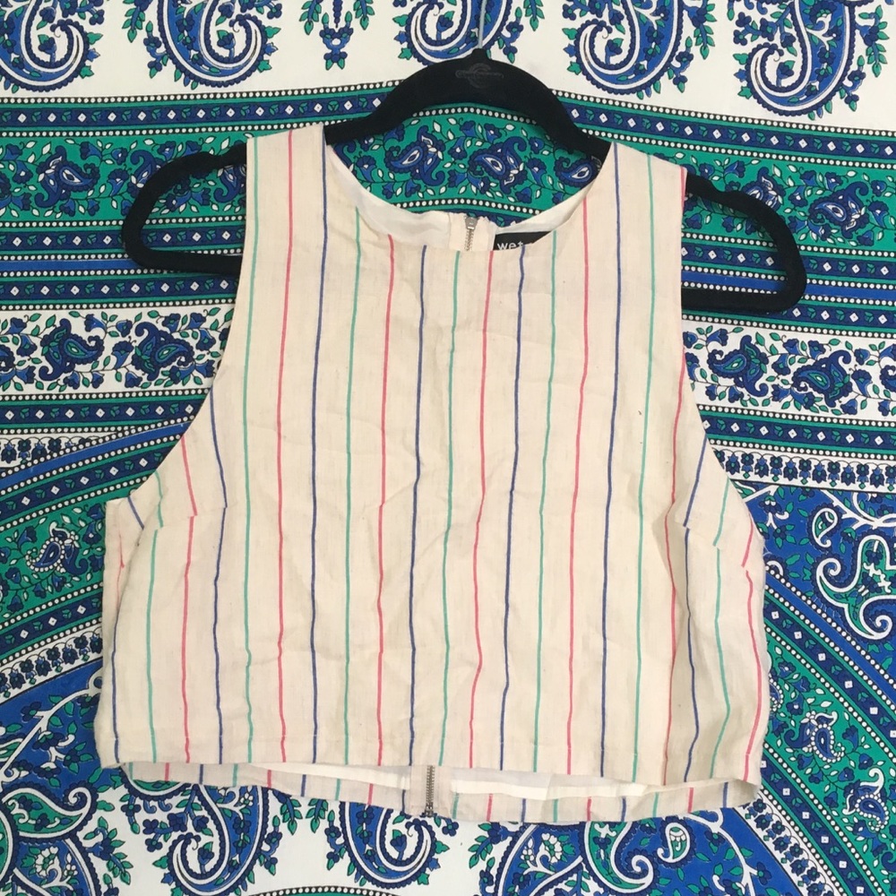 cropped vertical striped tank